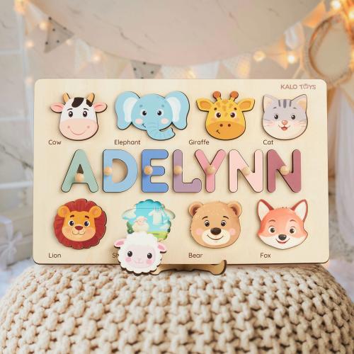 Personalized Wooden Name Puzzle for Kids, Montessori Toy, First Birthday Gift,Baby Boy Girl and Gift, Toddler Learning Toy, Baby Shower Gift