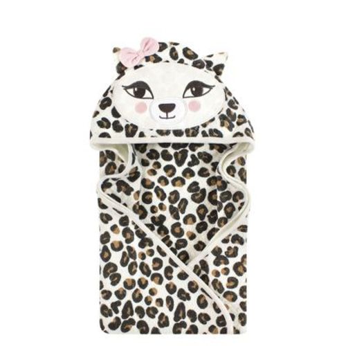 Hudson Baby Infant Baby Cotton Poly Animal Face Hooded Towel, Leopard, One Size