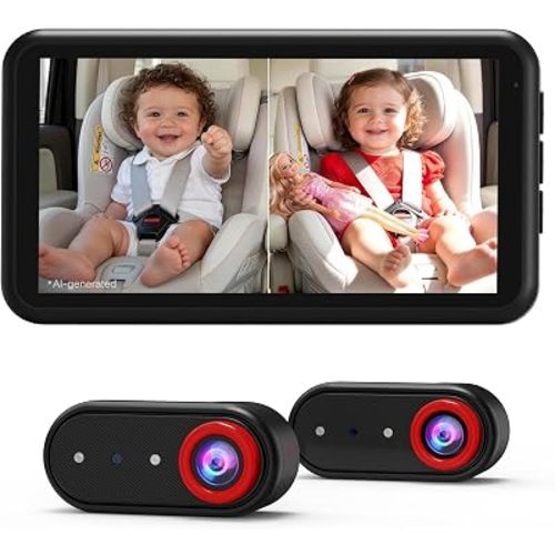 LUCKVIEW BM2 PRO Dual Baby Car Camera, 5.2" 1080P Baby Monitor