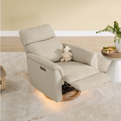 Lulla Power Swivel Nursery Glider Recliner with Power Headrest and Nightlight