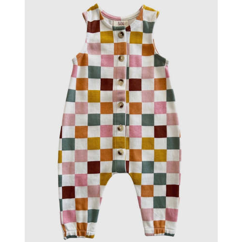 Organic Bay Jumpsuit - Cake Pop Checkerboard