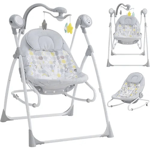 INFANS 2 in 1 Baby Swing and Bouncer for Infants, Portable Newborn Rocker with 5 Speed Sway Music Timing 3 Toys Remote Control, Easy Fold, Compact Electric Baby Swing for 0-6 Months Boy Girl