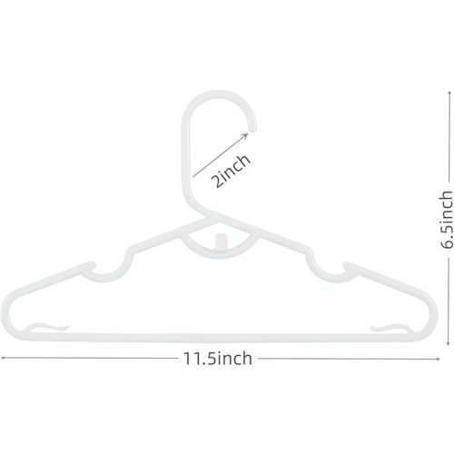 Stackable Plastic Baby Hangers, 100 White, Non-Slip Shoulder Grooves, Ideal for Laundry and Nursery, 11.5in x 6.5in
