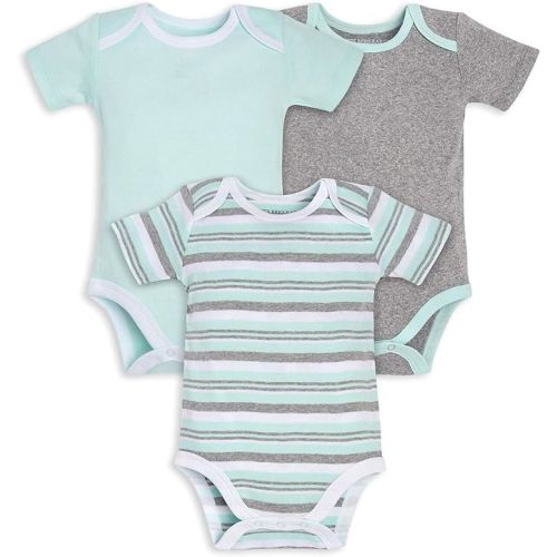 Burt's Bees Baby Unisex Baby 3-Pack Short Sleeve Bodysuits, 100% Organic Cotton