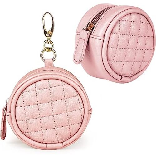 Baby Pacifier Holder with Clip, Maveek Pacifier Case for Diaper Bag, Binky Clip Bag Paci Pouch Container with Zipper for Boys & Girls, Outdoor Travel Stroller Accessory Purse Fits All Pacifiers (Pink)