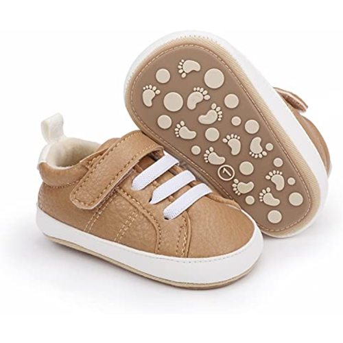SOFMUO Baby Boys Girls High Top Ankle PU Leather Sneakers Soft Rubber Sole Infant Moccasins Newborn Oxford Loafers Anti-Slip Toddler Wedding Uniform Dress Shoes