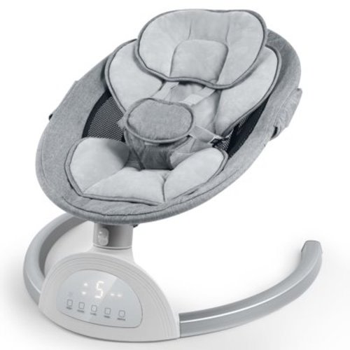 HDJ Newborn Electric Compact Baby Swing, Baby Bouncer with Music, Touch Screen, Portable for Travel, Grey