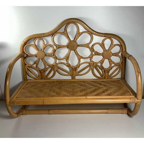Daisy Whisper Floating Rattan Flower Wall Shelf 16 in.