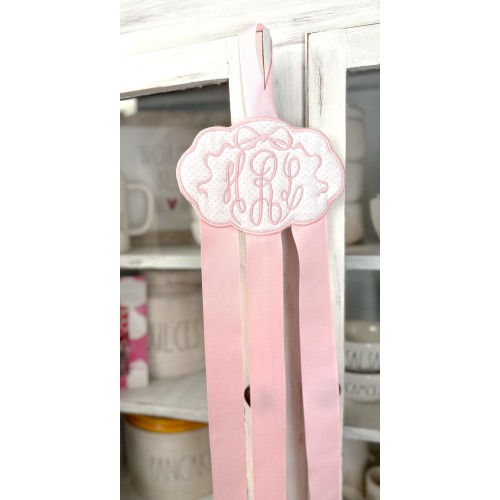 Embroidered Bow Holder for Girls | Personalized Bow Holder | Embroidered Bow Holder | Embroidered Pink Swiss Dot Bow Holder for Girls