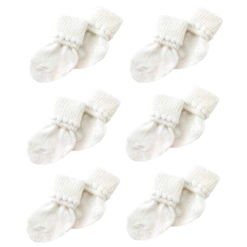 White Cotton Socks (3-6 Months) By Nurses Choice - Includes 6 Pairs of Unisex Cotton Socks