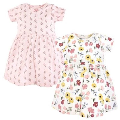Hudson Baby Girls Cotton Dresses, Soft Painted Floral, 9-12 Months