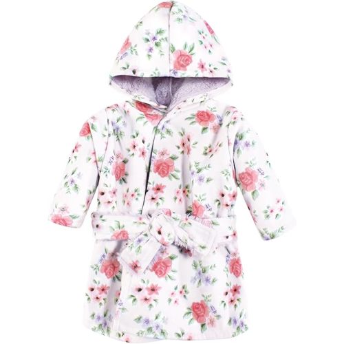 Hudson Baby Infant Girl Mink with Faux Fur Lining Pool and Beach Robe Cover-ups, Vintage Floral, 0-6 Months