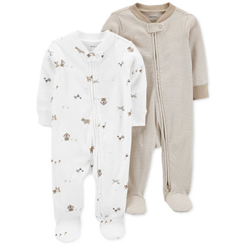 Baby Boys or Baby Girls Two Way Zip Footed Coveralls, 6M