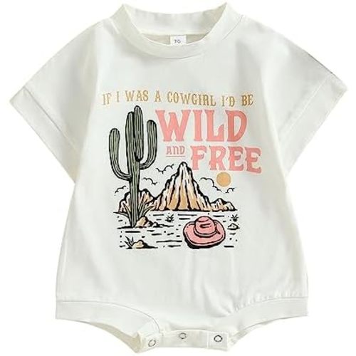 SAYOO Western Baby Girls Boys Bodysuit Clothes Country Cowboy Cowgirl Funny Cute Infant Creeper One-Piece Baby Bodysuit