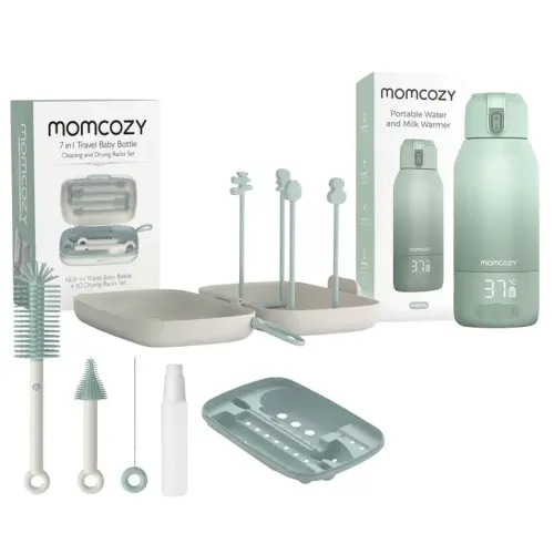 Momcozy Chauffe-biberon + Ensemble de brosse à biberon portable | Costco