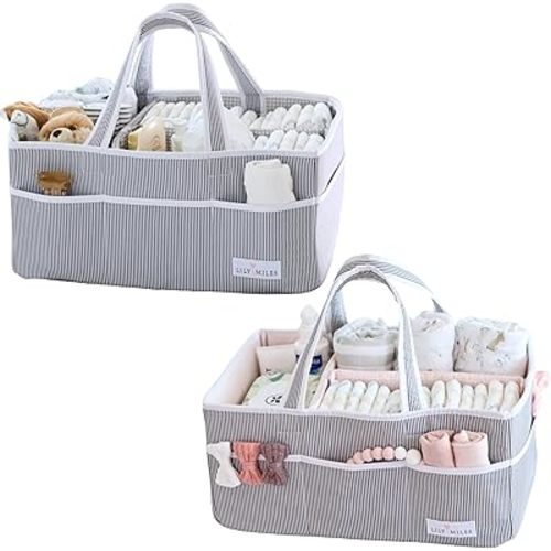 Lily Miles Diaper Caddy Bundles - Baby Care Starter Pack: 2 Diaper Caddy Organizers for Baby Essentials - Ideal for Baby Shower Gifts