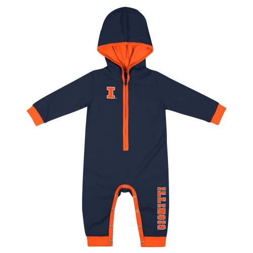 Illinois Fighting Illini Infant Navy Hooded Romper