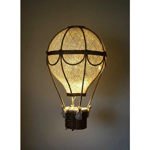 Handmade Hot Air Balloon Nursery Lamp: Linen & Jute Travel Theme