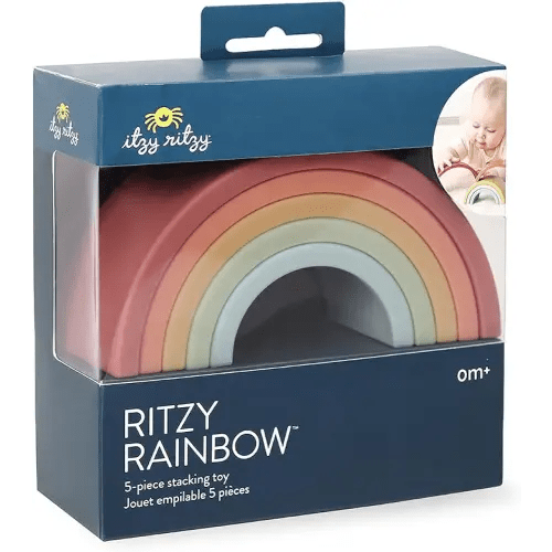 Itzy Ritzy Rainbow Stacker Toy - Includes 5 Arches for Stacking; Helps Develop Hand-Eye Coordination; Rainbow