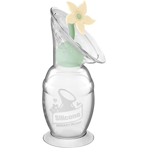 haakaa Manual Breast Pump with Flower Stopper Set, Gen.2 Silicone Hand Pump with Suction Base, BPA Free (5.4oz/150ml, Oat)