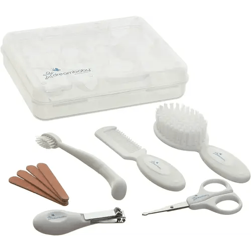 Dreambaby Essential 10pc Baby Grooming Kit, Newborn Safety Care Set with Brush, Comb, Toothbrush, Nail Clippers, Nail Scissors, Emory Boards and Storage Case