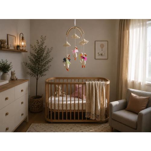 Whimsical Goose Crib Mobile, Cottagecore Nursery Decor, Floating Geese Baby Mobile, Storybook Nursery Hanging, Luxury Baby Shower Gift