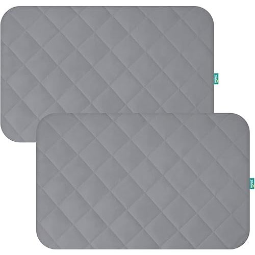 Pack and Play Sheets Fitted Waterproof Pack and Play Mattress Protector Pad Cover 2 Pack Gray Quilted 39" x 27"