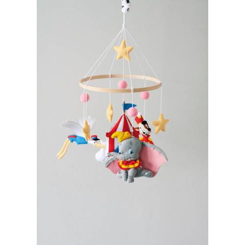 Baby mobile Dumbo Nursery decor inspired by Disney Timothy Circus Tent Baby shower gift Felt Elephant Baby crib mobile
