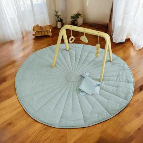 Natural Linen Baby Play Mat, Activity Play Mat, Baby Play Gym, Quilted Play Rug, Round Floor Mat, Nursery Mat, Two-sided Play Mat, Baby Mat