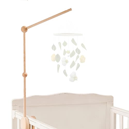 Baby Crib Mobile Arm - 30 Inch Wooden Mobile Hanger for Crib, Baby Mobile Holder for Baby Girls Boys Nursery Decor - with Anti Slip Attachment