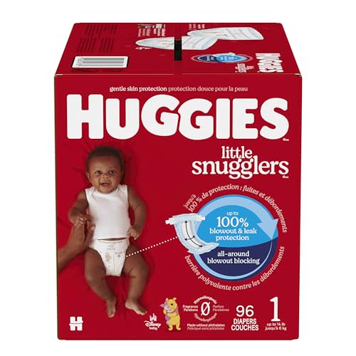 Huggies Size 1 Diapers, Little Snugglers Baby Diapers, Size 1 (8-14 lbs), 96 Count, Packaging May Vary