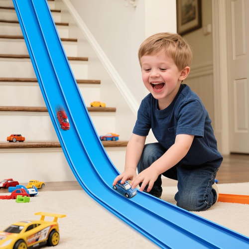 15 Ft Slot Car Race Track Sets, Flexible Race Tracks for Kids Ages 4-8 with 6 Toy Cars Suction Cups, Portable DIY Racetrack Compatible with Diecast 1/64th Cars, Ideal Gift for Kids Toys