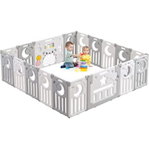 Baby Playpen, Dripex Foldable Baby Playpen for Babies and Toddlers, 75x75 inches of Play Pen, Custom Shape, Easy to Assemble and Storage, Play Yard for Babies Safety