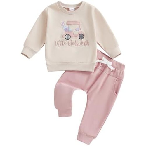 YINGISFITM Toddler Boy Girl Outfit Long Sleeve Golf Cart Sweatshirt + Jogger Pants Sets Baby Boys Girls Fall Winter Clothes