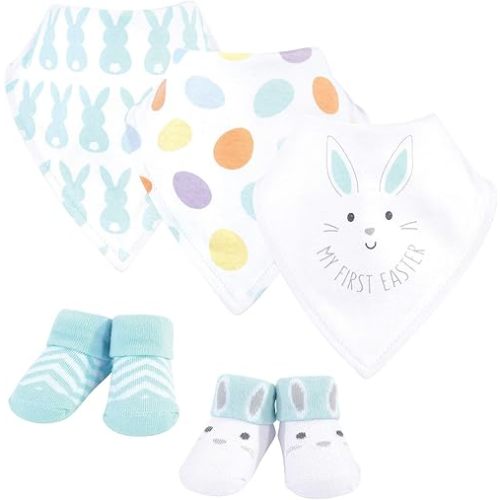 Hudson Baby Unisex BabyCotton Bib and Sock Set