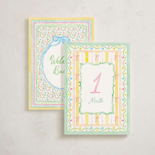 Hand-Drawn Pattern Maximalism Baby Milestone Cards by Creo Study