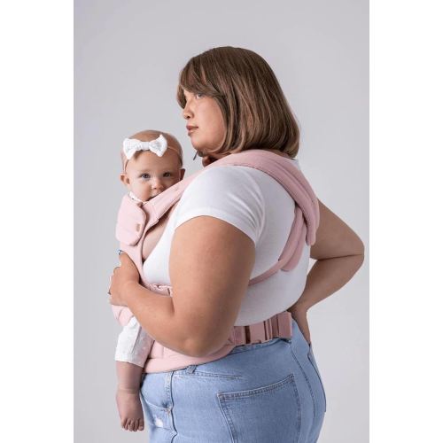 Mabē Monarch Ergonomic Baby Carrier – Premium Cotton Soft Structured Newborn to Toddler Carrier with Hip-Healthy Design, 3 Carry Positions (7-35lbs), Lightweight & Breathable, (Blush Dawn)
