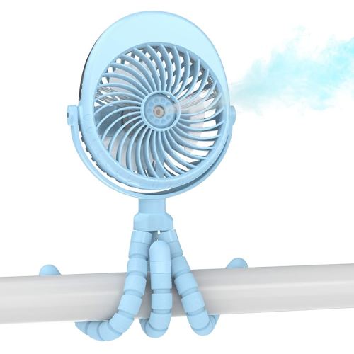 COMLIFE Misting Baby Stroller Fan, Rechargeable Battery Operated, 270° & 360° Pivoting, 50ml Portable Water Sprayer Misting Fan with Flexible Tripod Clip on Car Seat Crib Treadmill Bunk Bed