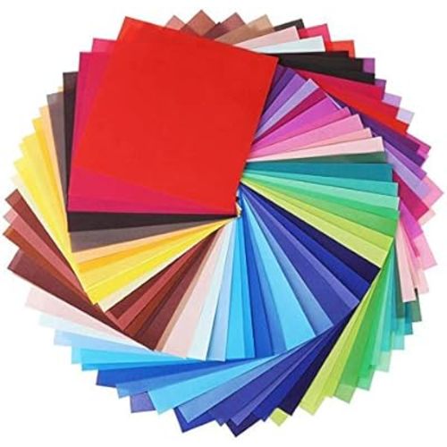 Exasinine 8 inch x 8 inch Single Sided Square Origami Paper,50 Colors,200 Sheets