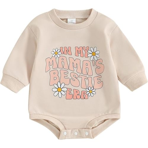 pengnight Newborn Baby Girl Clothes Long Sleeve Round Neck Sweatshirt Romper Oversized Sweater Infant Fall Winter Outfit