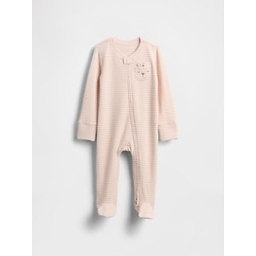 Baby Softspun Waffle Bear Pocket Footed One-Piece | Gap
