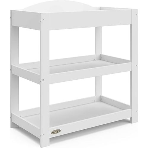 Graco Customizable Changing Table with Water-Resistant Changing Pad (White) - Customizable Modern Flat or Classic Arched Headboard, Baby Diaper Changing Pad Included