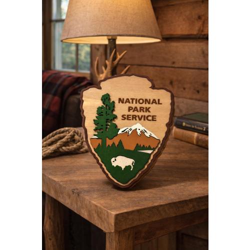 National Parks Wooden Sign, 3D Laser Engraved Logo, Rustic Outdoor Adventure Decor Gift