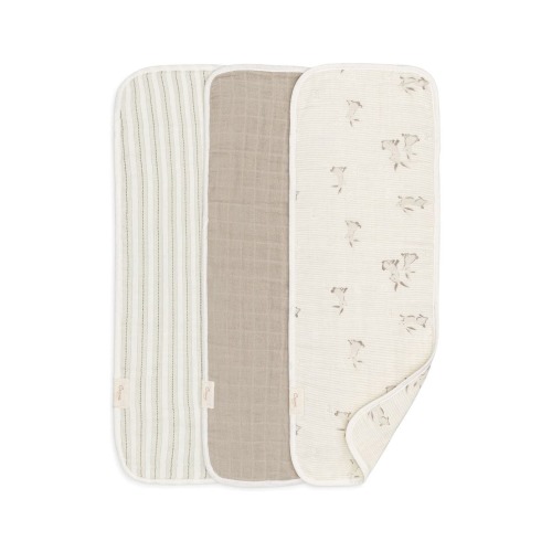 3-Pack Assorted Organic Cotton Burp Cloths Set