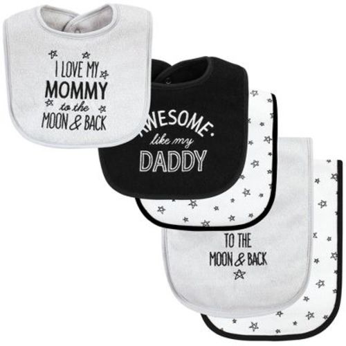 Hudson Baby Baby Cotton Terry Bib And Burp Cloth Set, Mom Dad Moon And Back, One Size