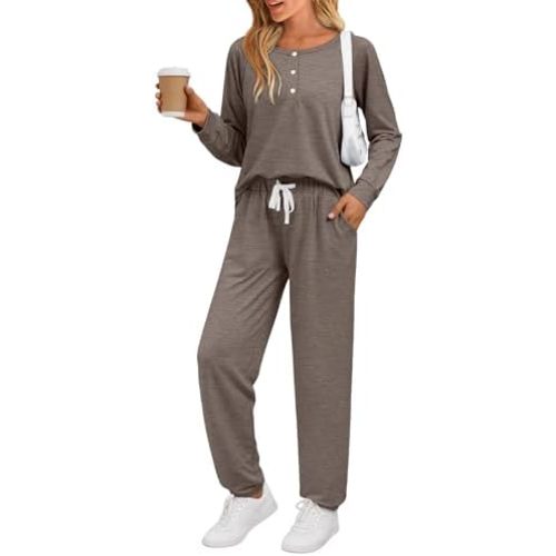 AUTOMET Womens 2 Piece Outfits Pajamas Sets Fall Lounge Sets Loungewear Sweatsuits with Sweatpants