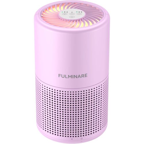 FULMINARE Air Purifiers for Bedroom H13 True HEPA Air Filter, Quiet Air Cleaner With Night Light, Portable Small Air Purifier for Home, Office, Living Room (Purple)