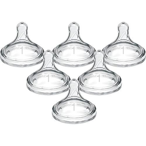 Dr. Brown's Natural Flow Level 1 Wide-Neck Baby Bottle Silicone Nipple, Slow Flow, 0m+, 100% Silicone Bottle Nipple, 6 Pack