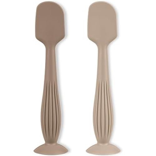 Diaper Cream Applicator Set - Soft Silicone Baby Butt Brush with Suction Base, Baby Butt Spatula, Full Size - Newborn Baby Essentials (2Packs-Cream/Sand)