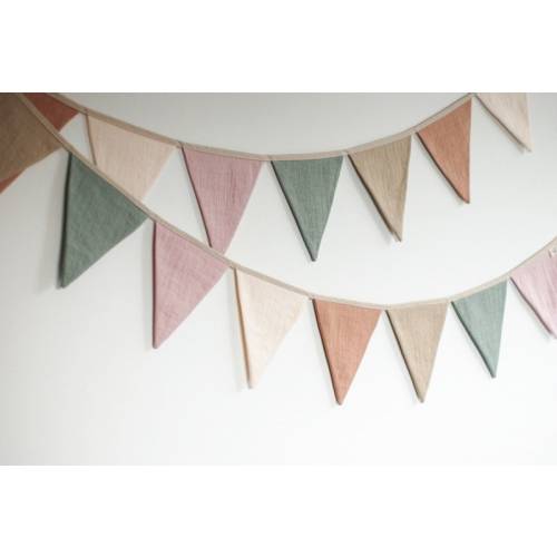 Linen bunting wall decor, Fabric Bunting Banner, Neutral String Banner Nursery wall hanging Wedding decoration bunting